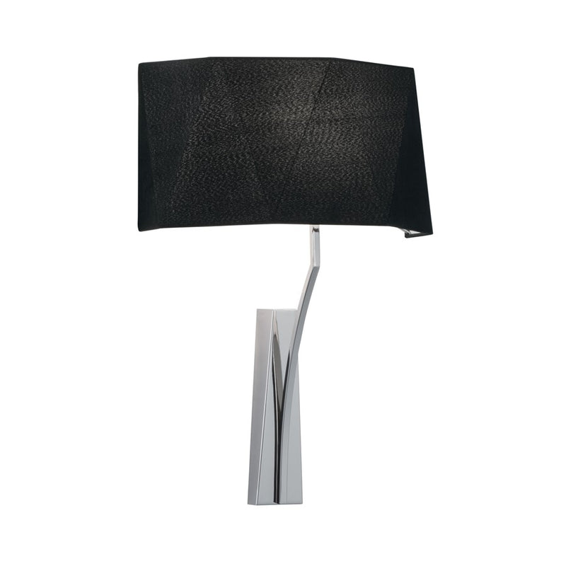 Atlas Lighting Diamond 14in 1-Light Wall Sconce | Transitional Polished Nickel and Black Fabric Shade | Living Room & Bedroom | Model WL11061-NK1