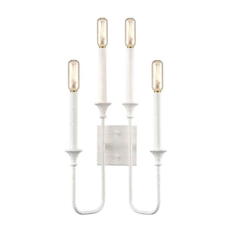 Atlas Lighting Edward 33in 4-Light Wall Sconce | Transitional Matte White Metal Candlestick | Bedroom & Hallway Accent Light | Model WL11065-WH