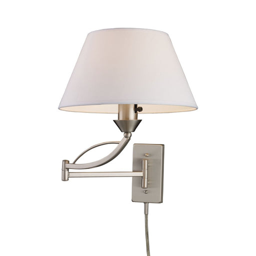 Atlas Lighting Elysburg 17'' High 1Lt Sconce, Satin Nickel/White