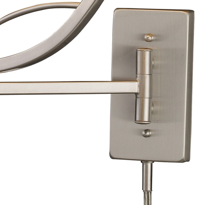 Atlas Lighting Elysburg 17'' High 1Lt Sconce, Satin Nickel/White