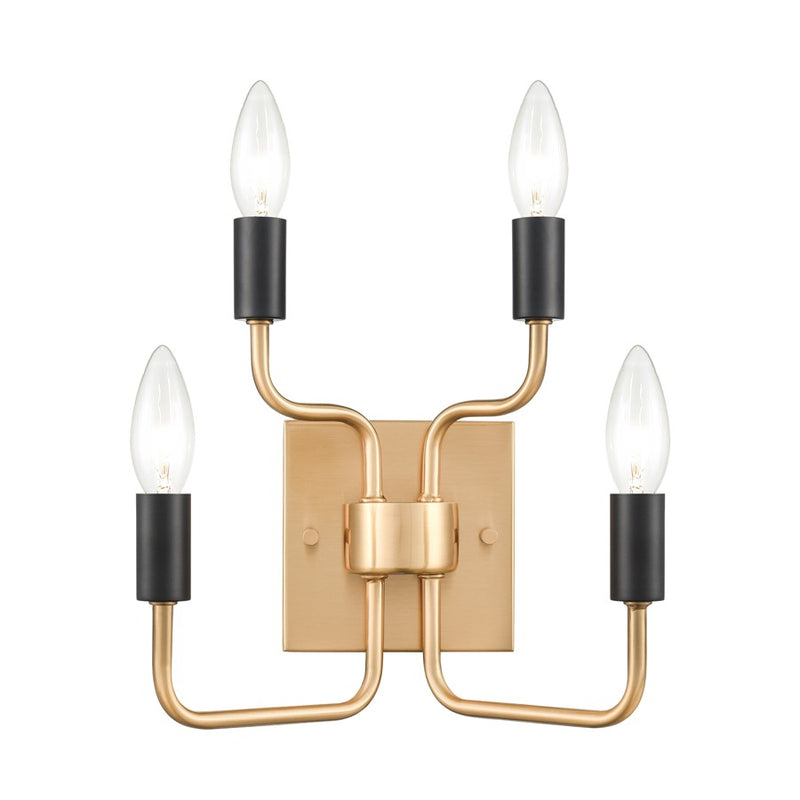 Atlas Lighting Epping Avenue 10in 4-Light Wall Sconce | Transitional Aged Brass and Matte Black Metal | Entryway, Living Room | Model WL11070-BS