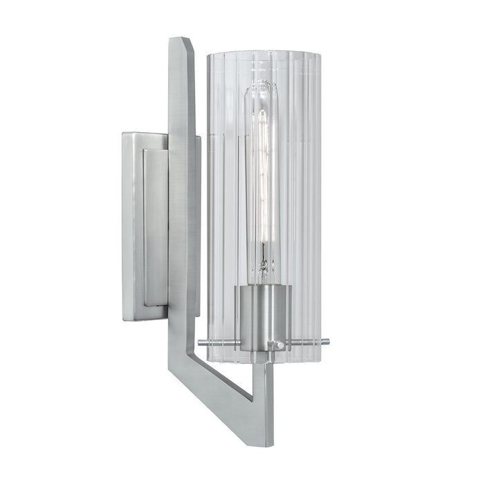 Atlas Lighting Faceted 12.75''H 1Lt Sconce, Brushed Nickel/Clear