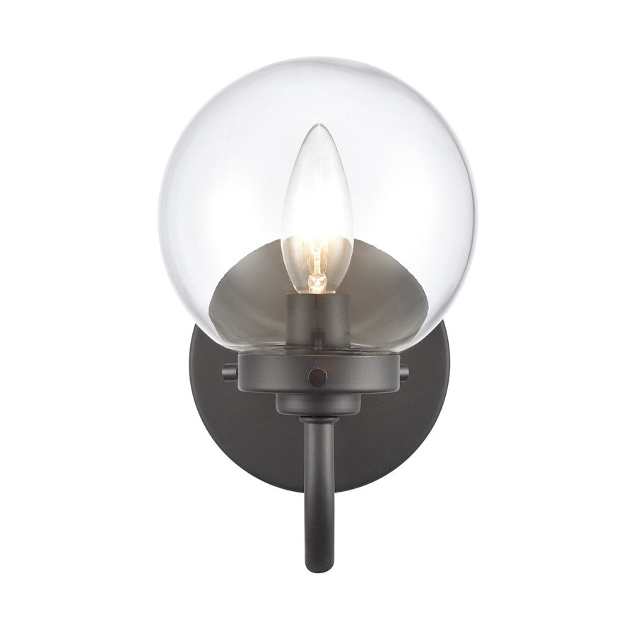 Atlas Lighting Fairbanks 8.5'' High 1Lt Sconce, Black/Clear/Clear