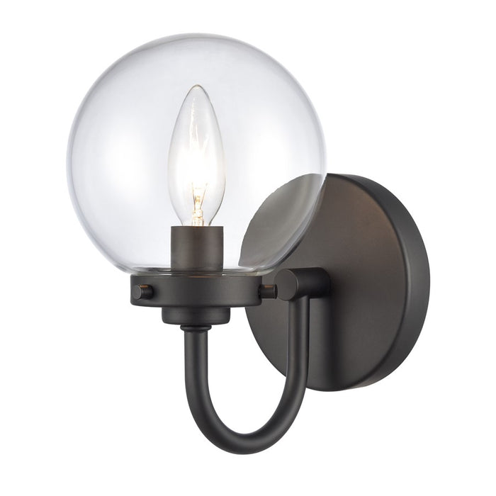 Atlas Lighting Fairbanks 8.5'' High 1Lt Sconce, Black/Clear/Clear