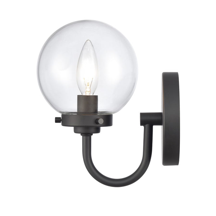 Atlas Lighting Fairbanks 8.5'' High 1Lt Sconce, Black/Clear/Clear
