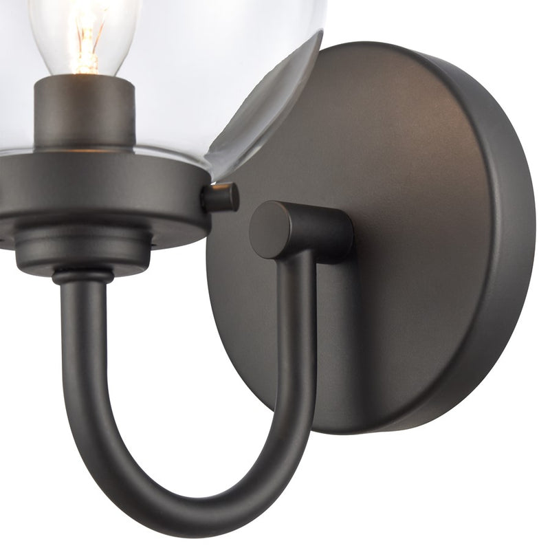 Atlas Lighting Fairbanks 9in 1-Light Wall Sconce | Midcentury Modern Matte Black and Clear Glass | Bedroom & Hallway Accent | Model WL11072-BK1