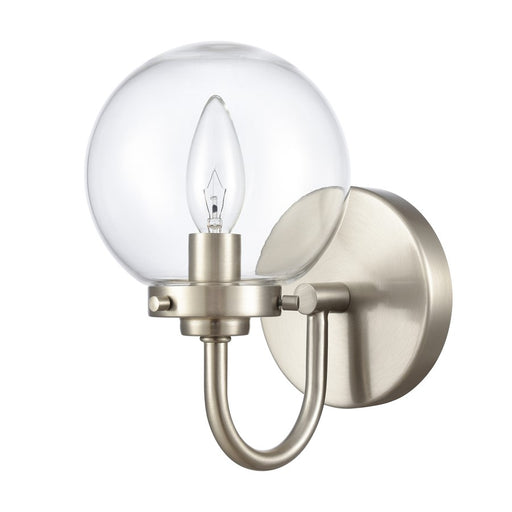 Atlas Lighting Fairbanks 8.5'' High 1Lt Sconce, Nickel/Clear/Clear