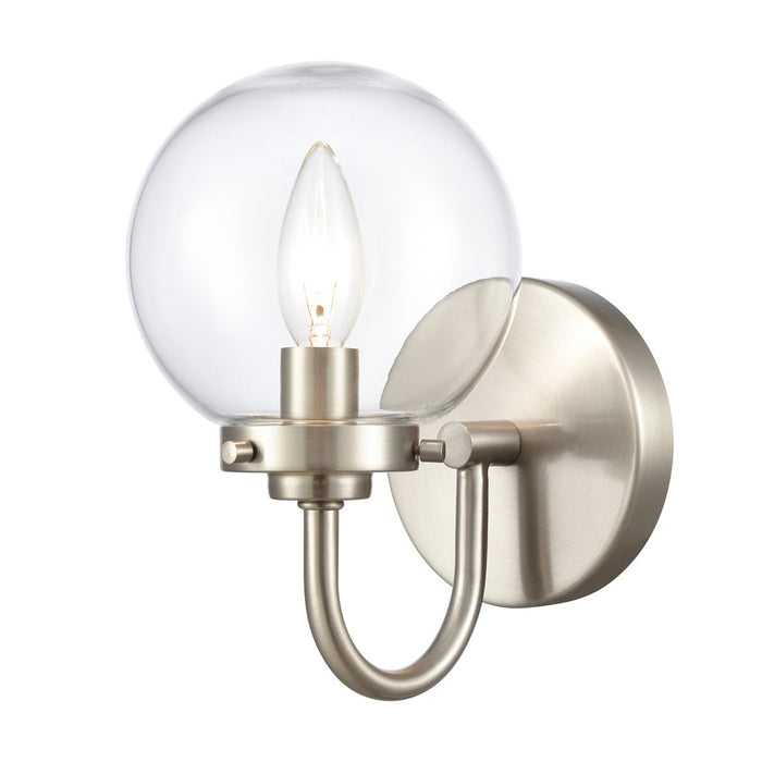 Atlas Lighting Fairbanks 8.5'' High 1Lt Sconce, Nickel/Clear/Clear