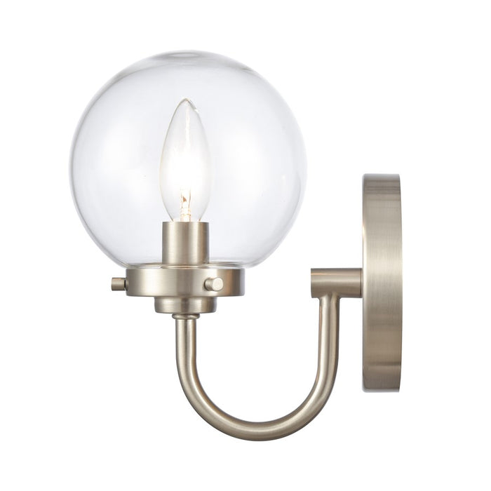 Atlas Lighting Fairbanks 8.5'' High 1Lt Sconce, Nickel/Clear/Clear