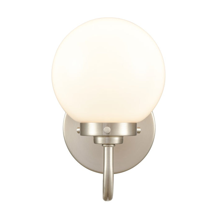 Atlas Lighting Fairbanks 8.5'' High 1Lt Sconce, Nickel/Opal/White