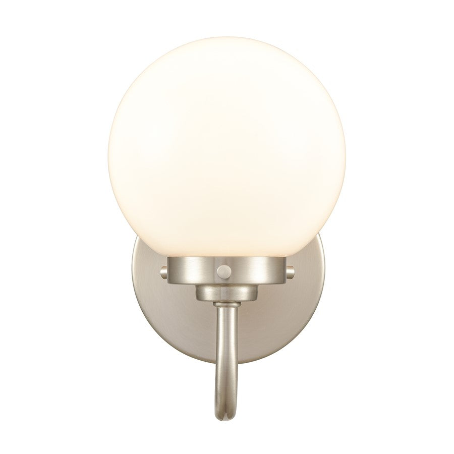 Atlas Lighting Fairbanks 8.5'' High 1Lt Sconce, Nickel/Opal/White