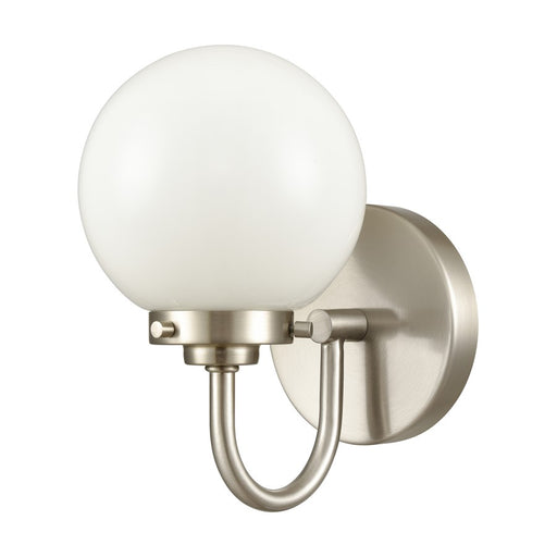 Atlas Lighting Fairbanks 8.5'' High 1Lt Sconce, Nickel/Opal/White