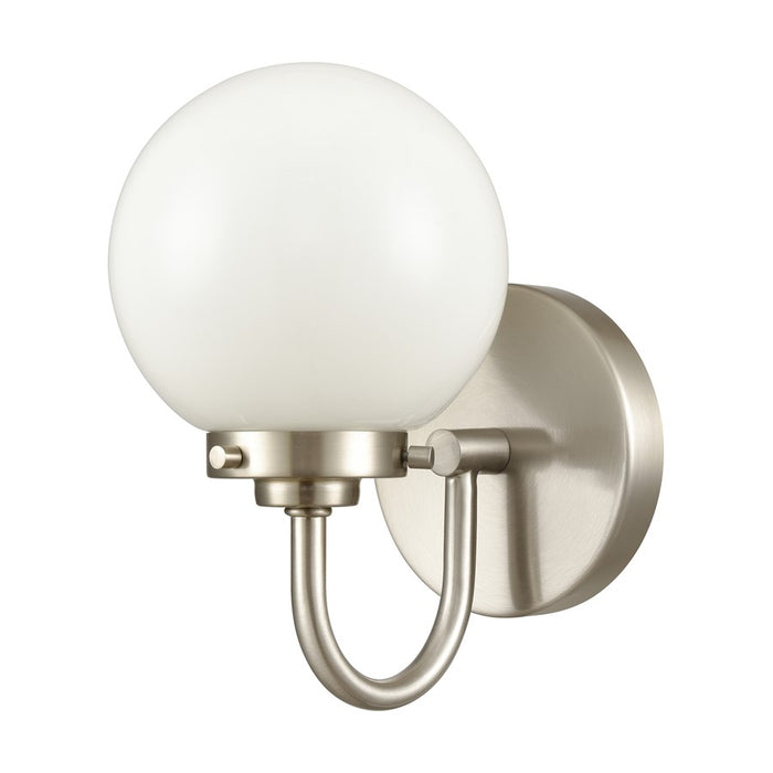 Atlas Lighting Fairbanks 8.5'' High 1Lt Sconce, Nickel/Opal/White