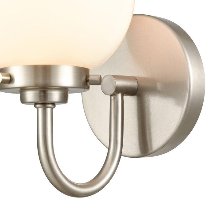 Atlas Lighting Fairbanks 8.5'' High 1Lt Sconce, Nickel/Opal/White