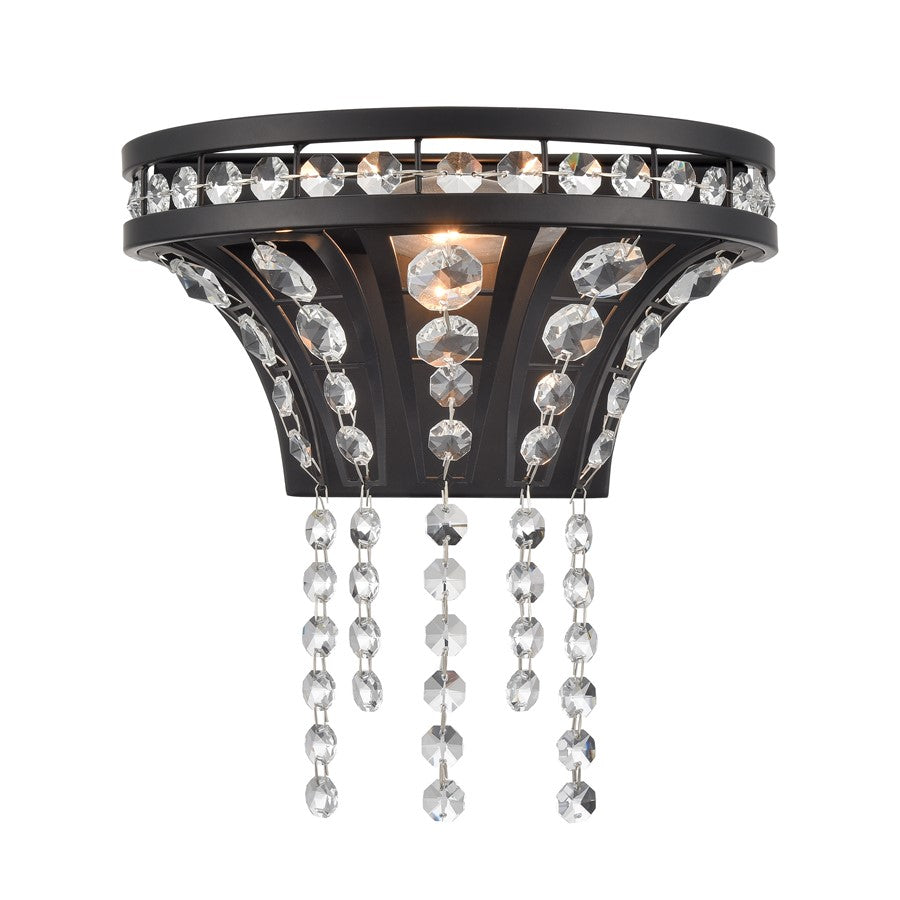 Atlas Lighting Fantania 9'' High 1Lt Sconce, Matte Black/Clear