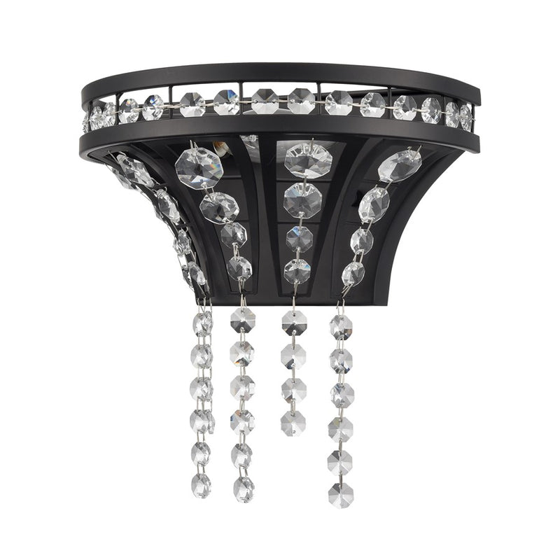 Atlas Lighting Fantania 9'' High 1Lt Sconce, Matte Black/Clear