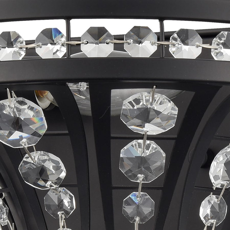Atlas Lighting Fantania 9in 1-Light Wall Sconce | Traditional Matte Black and Clear Crystal | Bedroom & Hallway | 9 x 5.5 x 9 in | Model WL11073-BK