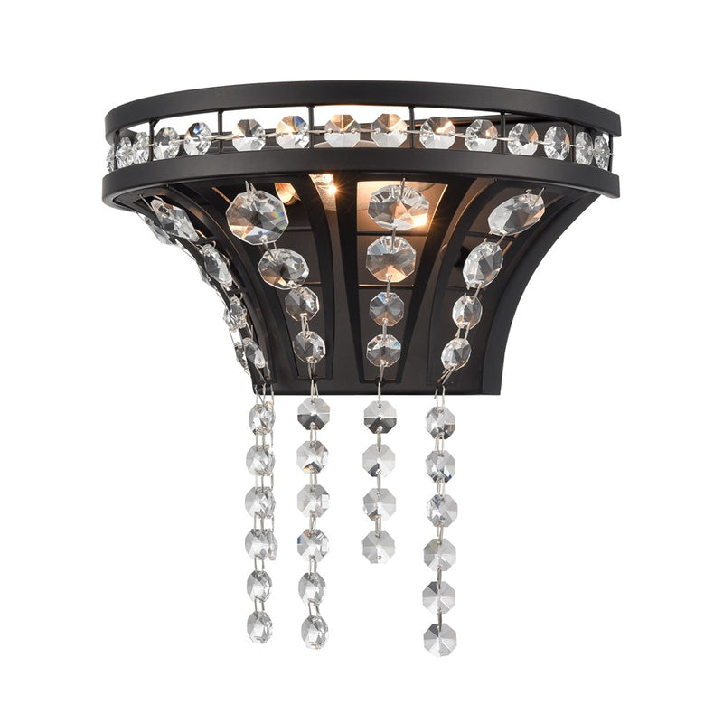 Atlas Lighting Fantania 9'' High 1Lt Sconce, Matte Black/Clear