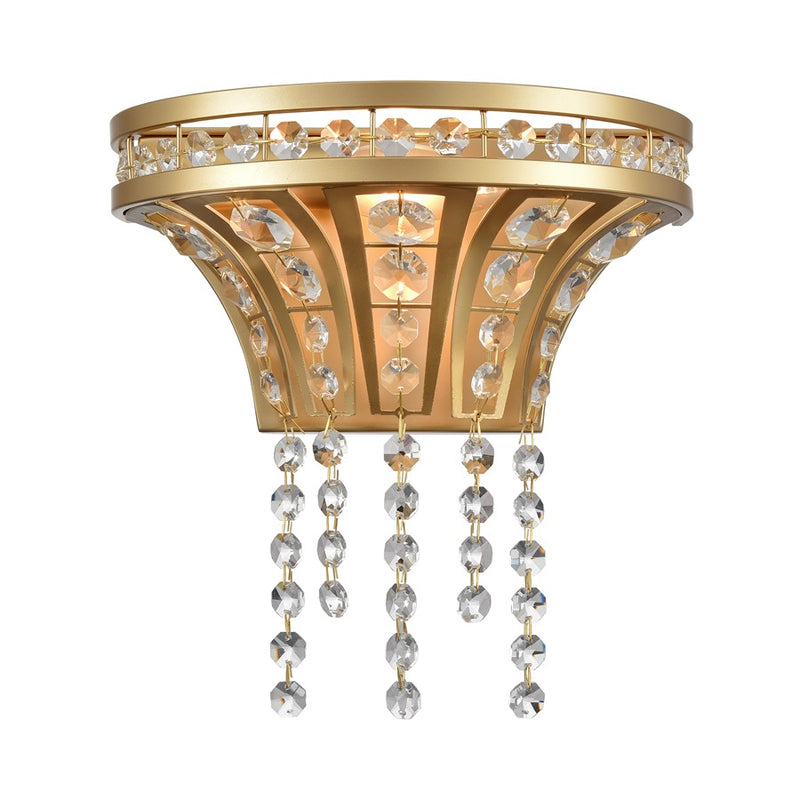 Atlas Lighting Fantania 9in 1-Light Wall Sconce | Traditional Champagne Gold and Clear Crystal | Bedroom & Hallway | 9 x 5.5 x 9 in | Model WL11073-GD