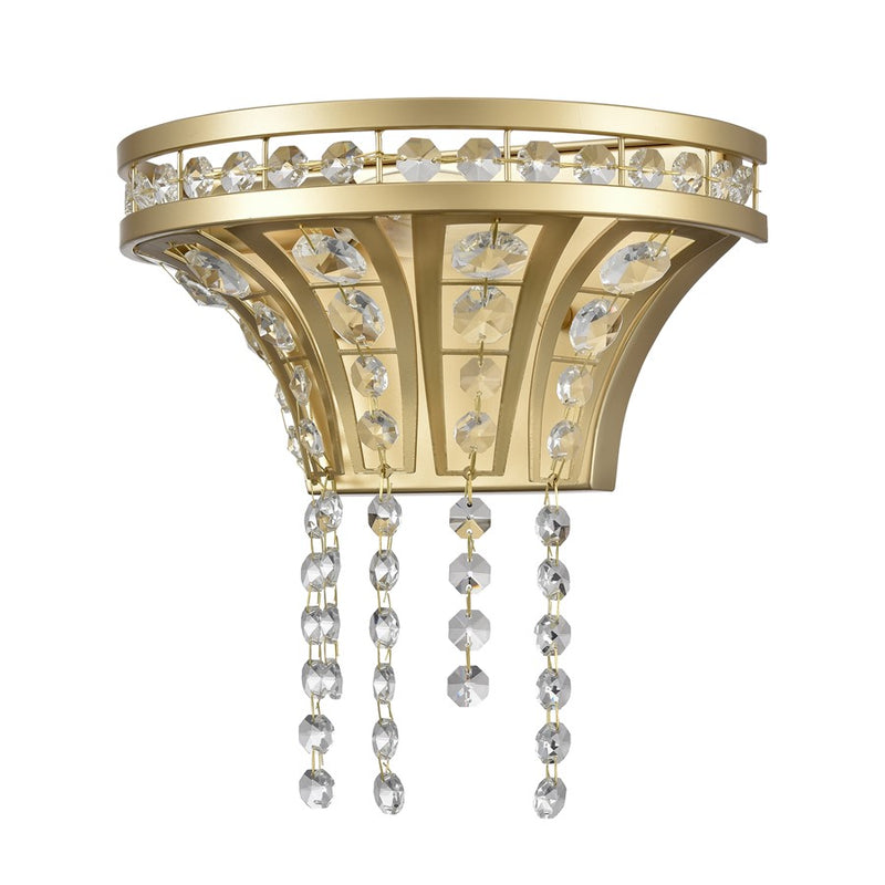 Atlas Lighting Fantania 9in 1-Light Wall Sconce | Traditional Champagne Gold and Clear Crystal | Bedroom & Hallway | 9 x 5.5 x 9 in | Model WL11073-GD