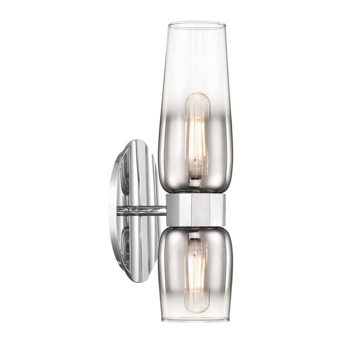 Atlas Lighting Flame 14'' High 2Lt Sconce, Chrome/Clear
