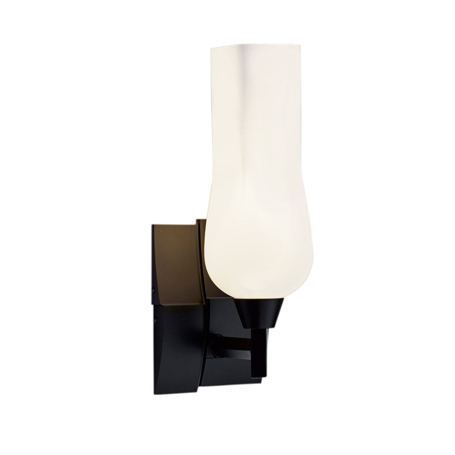 Atlas Lighting Fleur 14'' High 1Lt Sconce, Matte Black/White