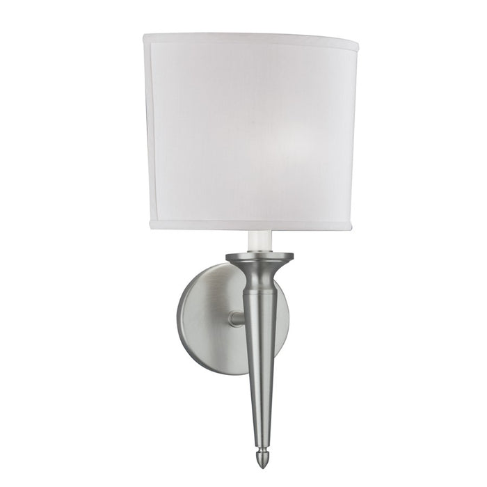 Atlas Lighting Georgetown 14.5''H 1Lt Sconce, Brushed Nickel/White