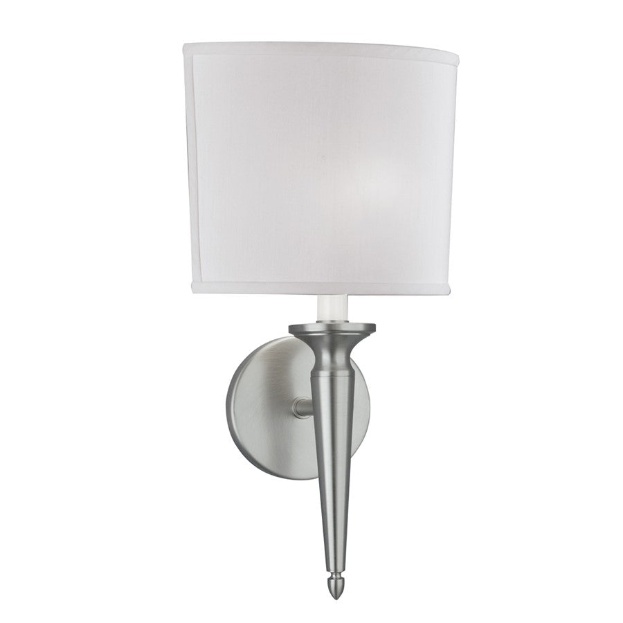 Atlas Lighting Georgetown 14.5''H 1Lt Sconce, Brushed Nickel/White