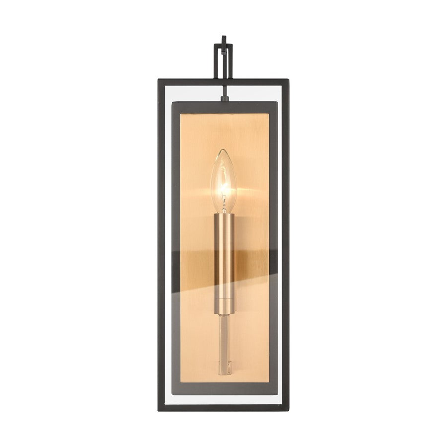 Atlas Lighting Gianni 17'' High 1Lt Sconce, Matte Black/Clear