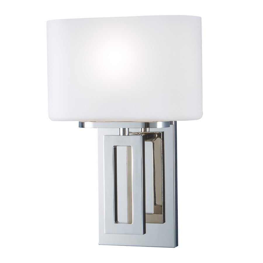 Atlas Lighting Hamilton 11.5''H 1Lt Sconce, Polished Nickel/White