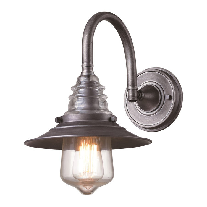 Atlas Lighting Insulator Glass 14'' High 1Lt Sconce, Zinc/Clear