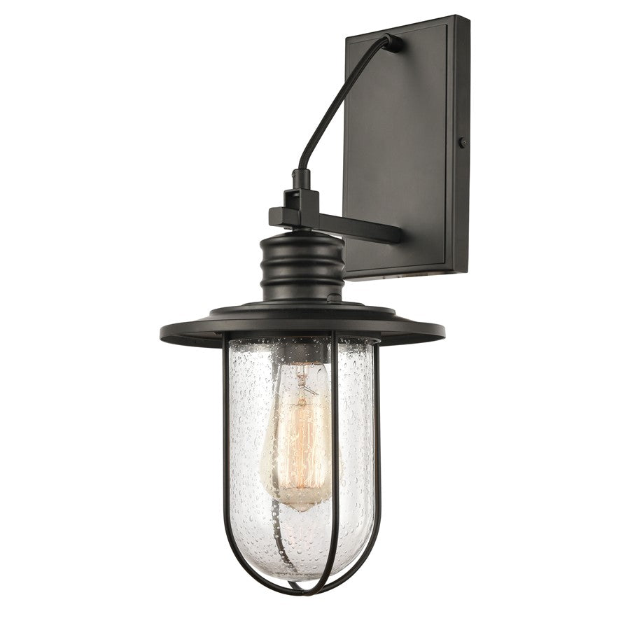 Atlas Lighting Lakeshore Drive 18'' High 1Lt Sconce, Black/Clear