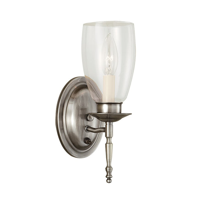 Atlas Lighting Legacy 11.5'' High 1Lt Sconce, Pewter/Clear