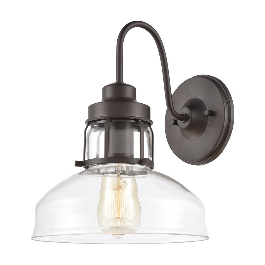 Atlas Lighting Manhattan Boutique 12''H 1Lt Sconce, Bronze/Clear