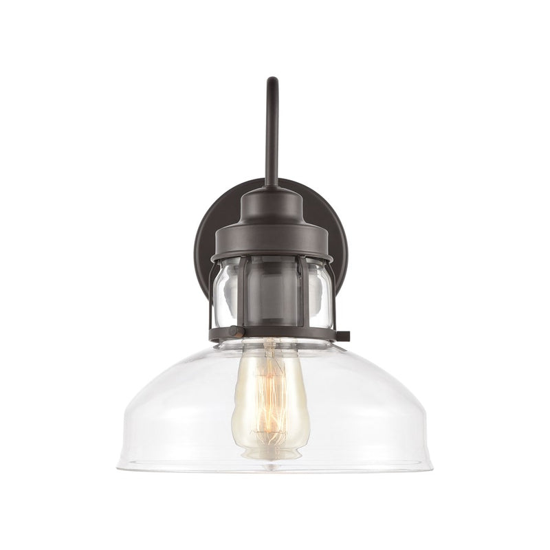 Atlas Lighting Manhattan Boutique 11in 1-Light Wall Sconce | Transitional Oil Rubbed Bronze and Clear Glass | Hallway & Bedroom | Model WL11105-BZ