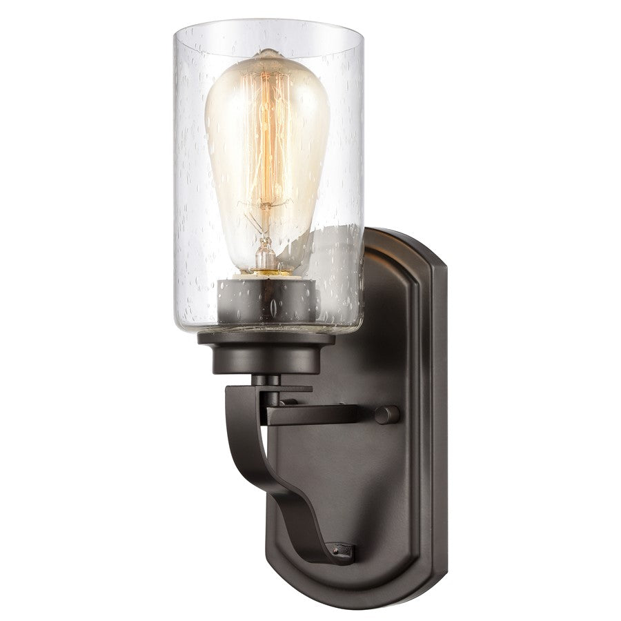 Atlas Lighting Market Square 12'' High 1Lt Sconce, Bronze/Clear