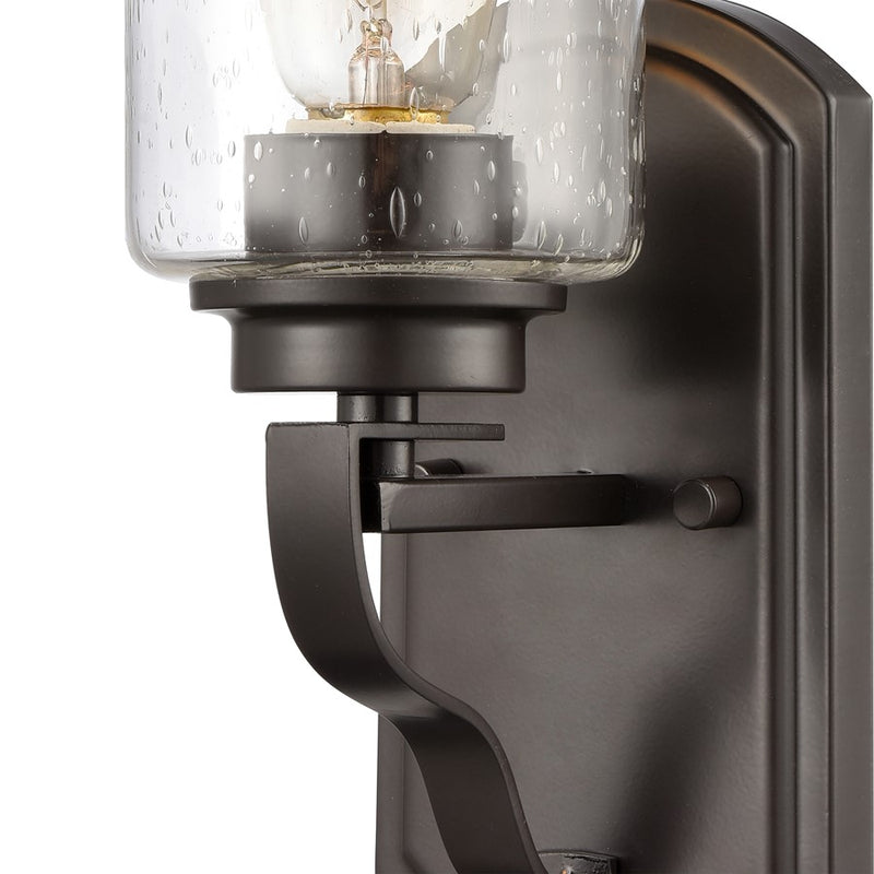 Atlas Lighting Market Square 5in 1-Light Wall Sconce | Transitional Oil Rubbed Bronze and Seeded Glass | Hallway & Bedroom Accent | Model WL11106-BZ