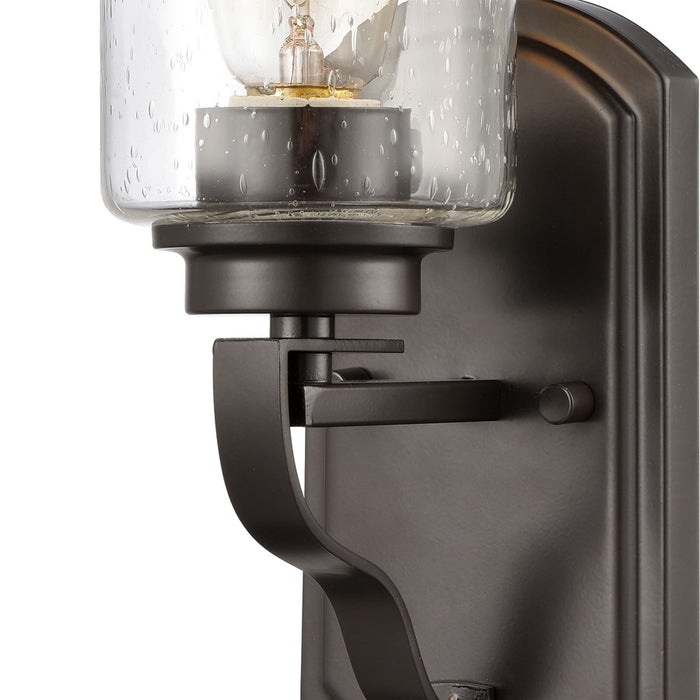 Atlas Lighting Market Square 12'' High 1Lt Sconce, Bronze/Clear
