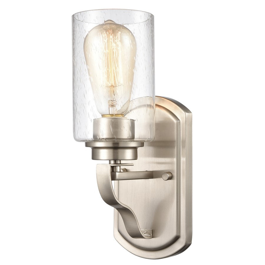 Atlas Lighting Market Square 12'' High 1Lt Sconce, Nickel/Clear