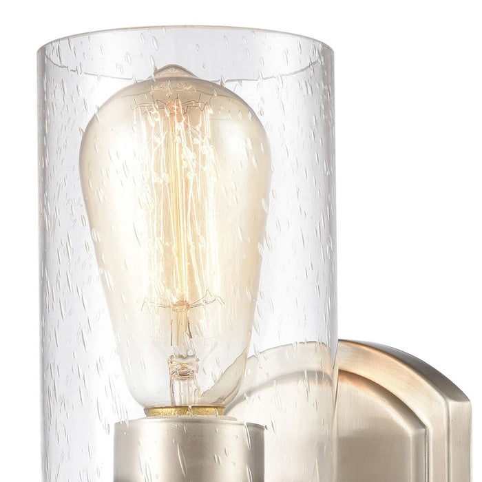 Atlas Lighting Market Square 12'' High 1Lt Sconce, Nickel/Clear