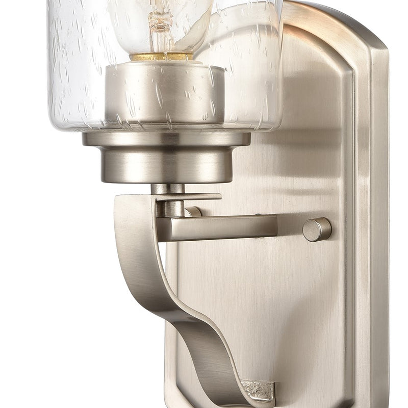 Atlas Lighting Market Square 12'' High 1Lt Sconce, Nickel/Clear
