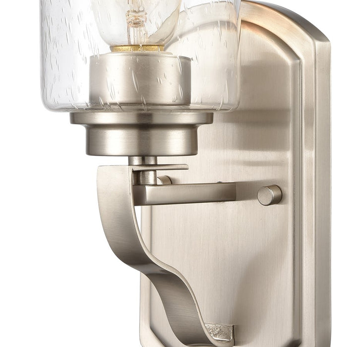 Atlas Lighting Market Square 12'' High 1Lt Sconce, Nickel/Clear