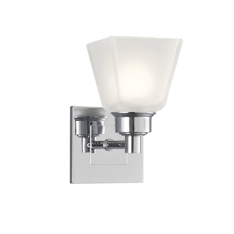 Atlas Lighting Matthew 8in 1-Light Wall Sconce | Traditional Chrome and Clear Glass | Hallway & Bathroom | 4.5 x 4.5 x 8.25 in | Model WL11107-CH