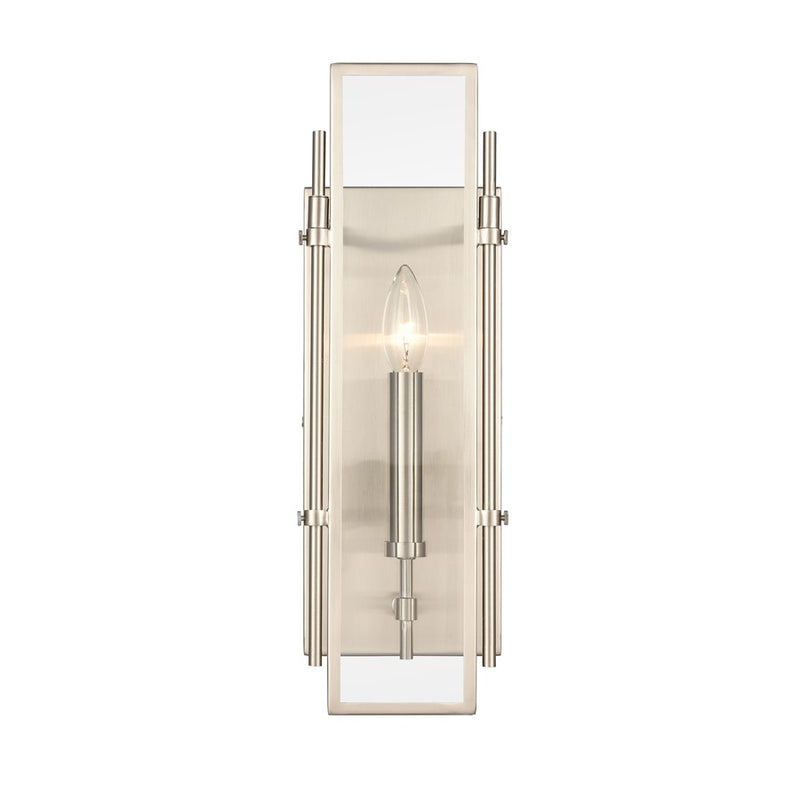 Atlas Lighting Mechanist 17in 1-Light Wall Sconce | Modern Chrome and Clear Glass | Hallway & Living Room | 6 x 4 x 17 in | Model WL11109-CH