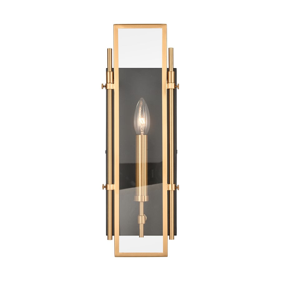 Atlas Lighting Mechanist 17'' High 1Lt Sconce, Matte Black/Clear
