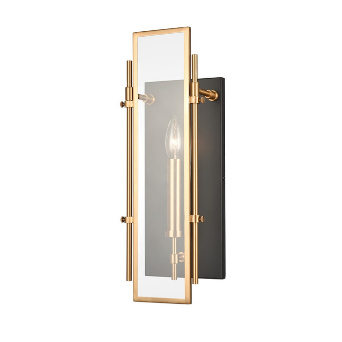 Atlas Lighting Mechanist 17'' High 1Lt Sconce, Matte Black/Clear