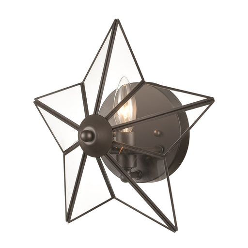 Atlas Lighting Moravian Star 12'' High 1Lt Sconce, Bronze/Clear