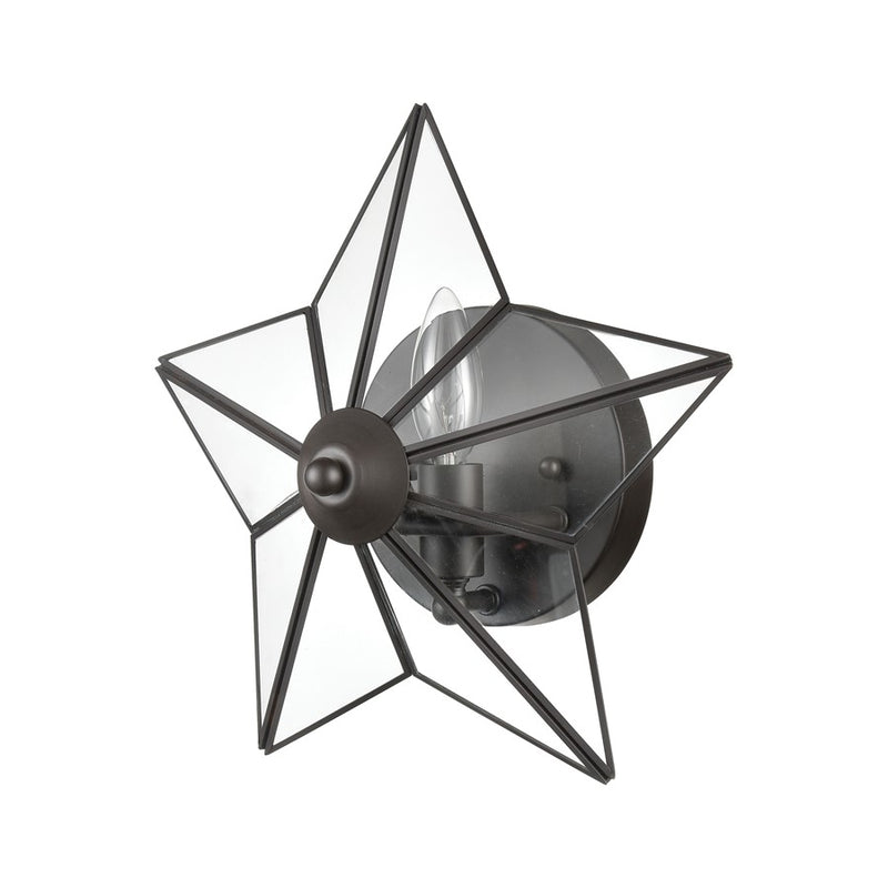 Atlas Lighting Moravian Star 12in 1-Light Wall Sconce | Transitional Oil Rubbed Bronze and Clear Glass | Entryway & Hallway | Model WL11117-BZ1