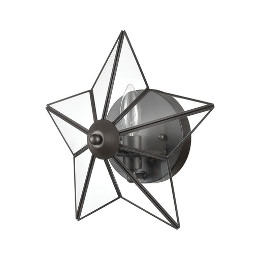Atlas Lighting Moravian Star 12'' High 1Lt Sconce, Bronze/Clear