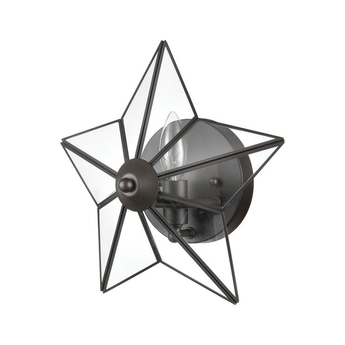 Atlas Lighting Moravian Star 12'' High 1Lt Sconce, Bronze/Clear